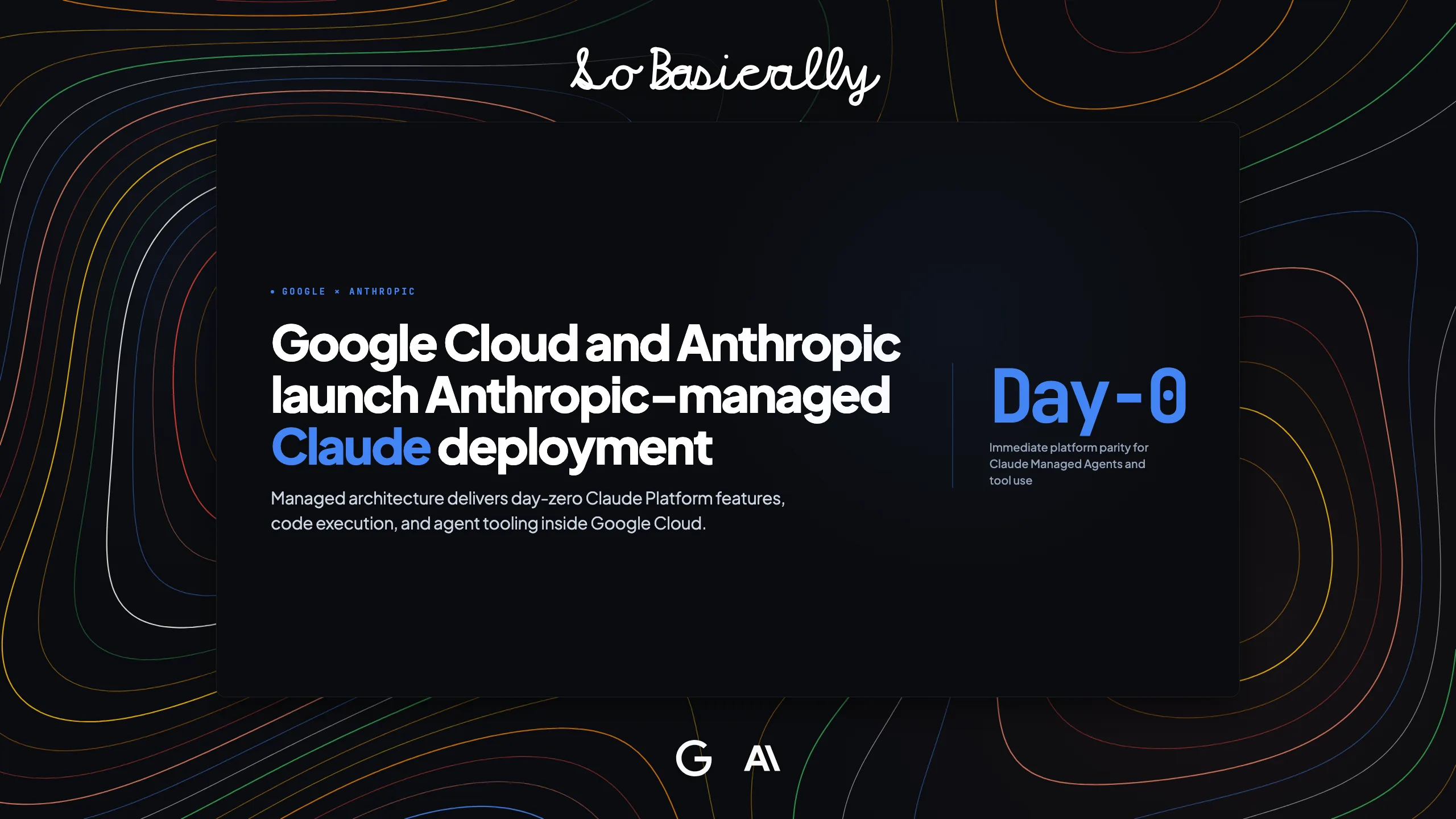 Topographic elevation contour card for Google Cloud and Anthropic launch Anthropic-managed Claude deployment with day-zero agent tools