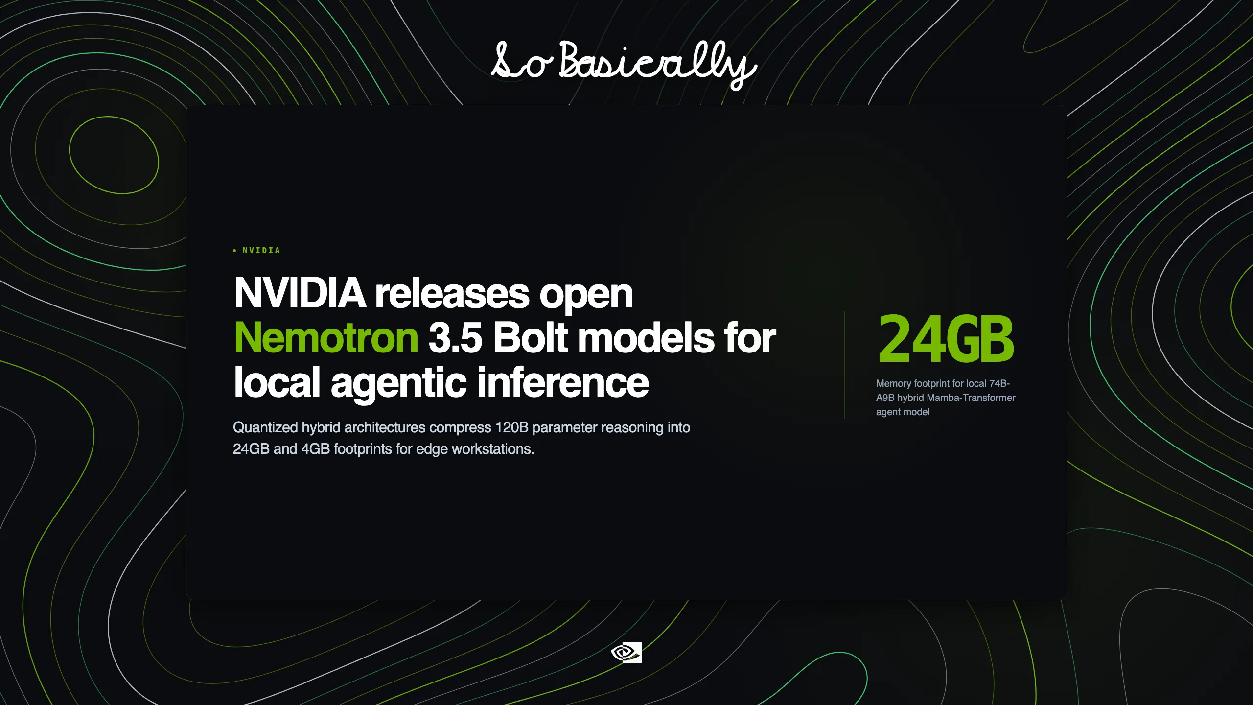 Topographic elevation contour card for NVIDIA releases open Nemotron 3.5 Bolt models for local multi-turn agentic workflows