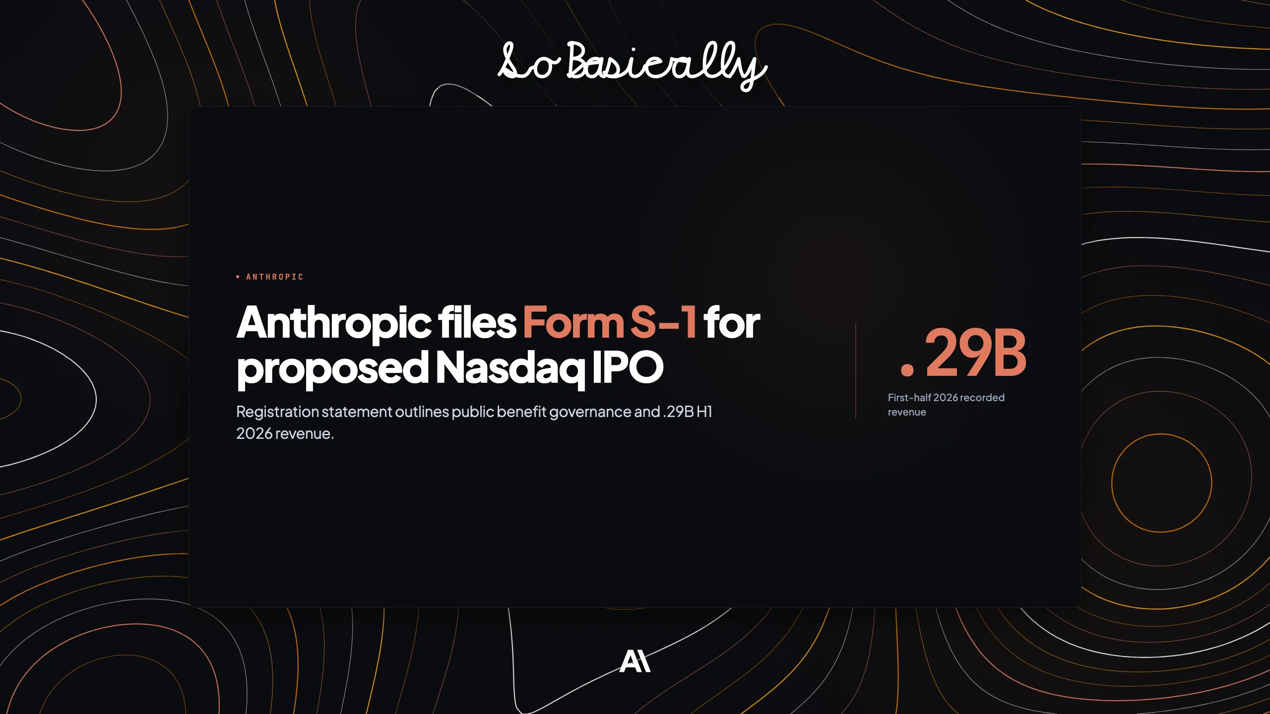 Topographic elevation contour card for Anthropic files Form S-1 registration statement with SEC for proposed initial public offering on Nasdaq