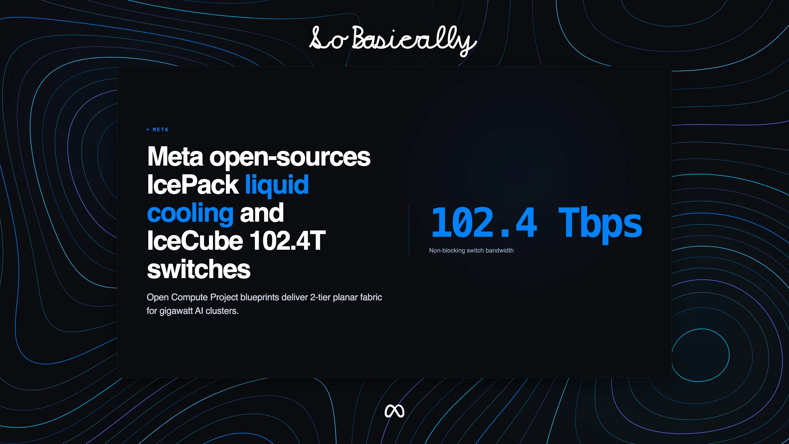 Decision brief card for Meta open-sources IcePack liquid cooling and IceCube 102.4T networking blueprints for gigawatt AI clusters