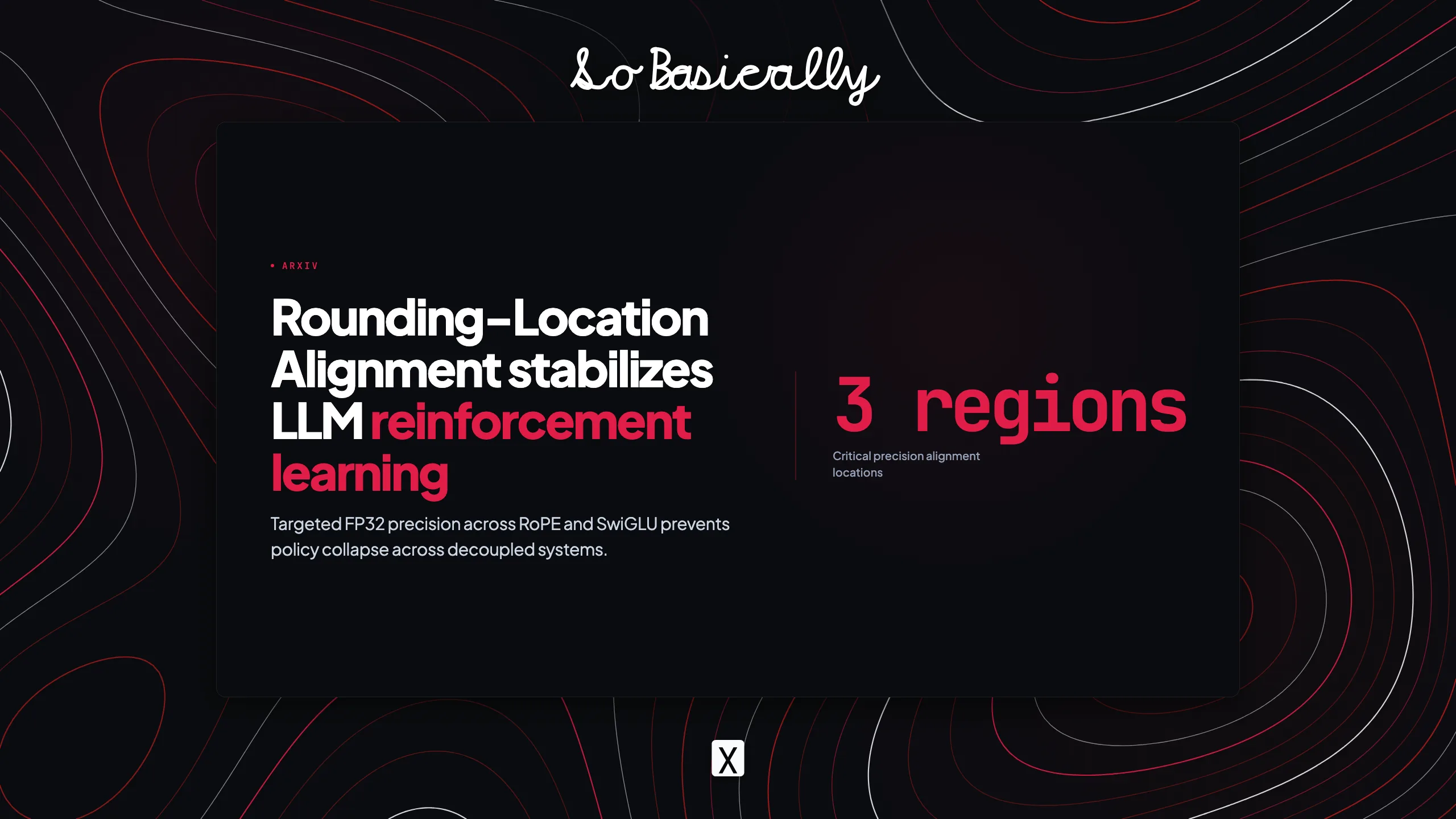 Topographic elevation contour card for Researchers identify Rounding-Location Alignment to eliminate LLM reinforcement learning collapse across decoupled systems