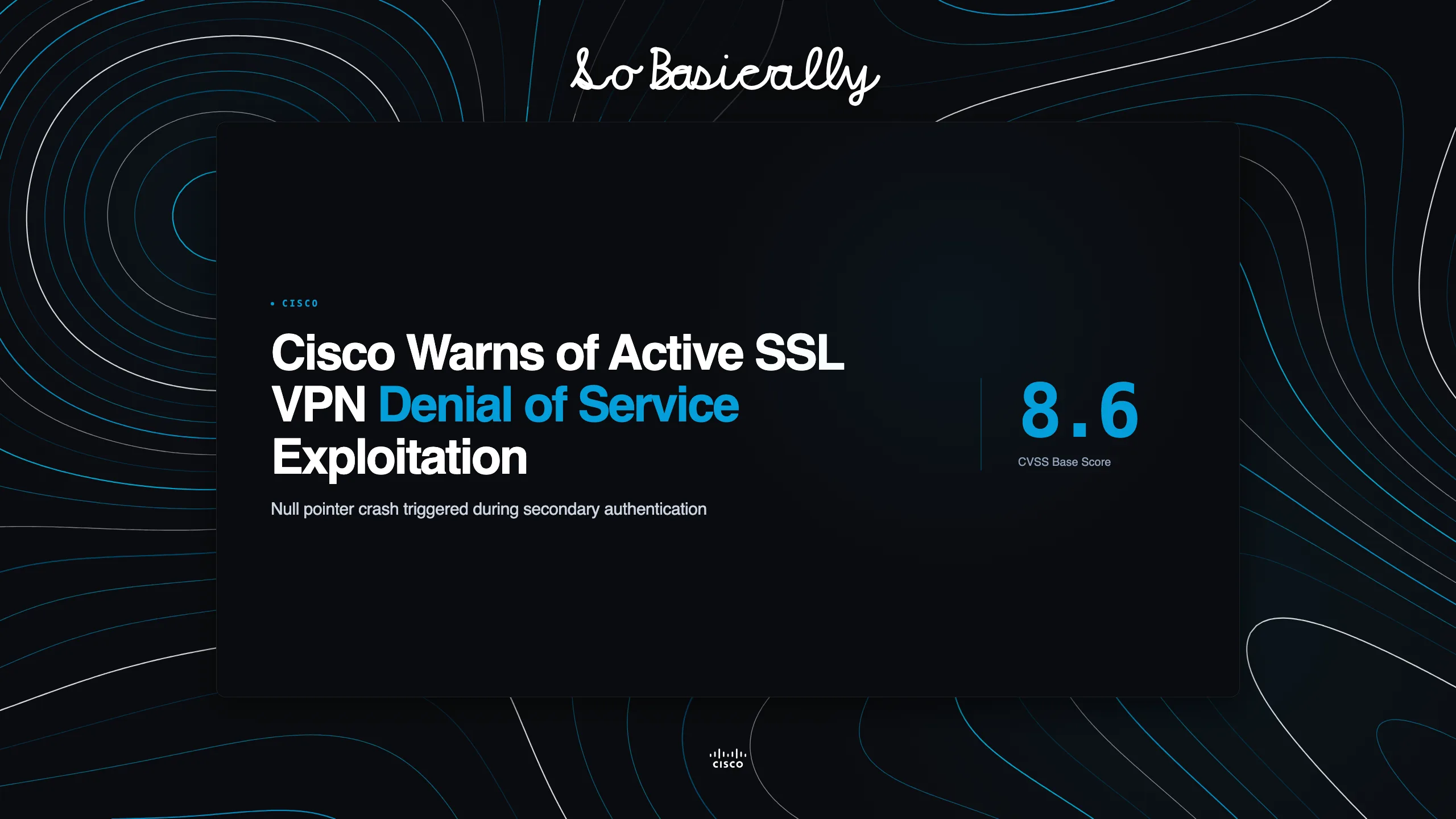 Topographic elevation contour card for Cisco warns of active ASA and FTD SSL VPN denial of service attacks